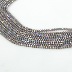 1 Dizi (130-135 Adet) - 3 mm Yassı Kristal Cam Boncuk Dizisi Mat Janjanlı Açık Lila Renk 1.Kalite - 2