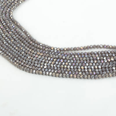 1 Dizi (130-135 Adet) - 3 mm Yassı Kristal Cam Boncuk Dizisi Mat Janjanlı Açık Lila Renk 1.Kalite - 2