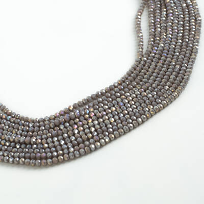 1 Dizi (130-135 Adet) - 3 mm Yassı Kristal Cam Boncuk Dizisi Mat Janjanlı Açık Lila Renk 1.Kalite - 1