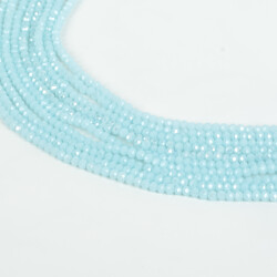 1 Dizi (130-135 Adet) - 3 mm Yassı Kristal Cam Boncuk Dizisi Mat Janjanlı Bebe Mavi Renk 1.Kalite - 2