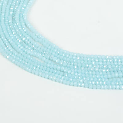 1 Dizi (130-135 Adet) - 3 mm Yassı Kristal Cam Boncuk Dizisi Mat Janjanlı Bebe Mavi Renk 1.Kalite - 2