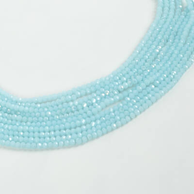 1 Dizi (130-135 Adet) - 3 mm Yassı Kristal Cam Boncuk Dizisi Mat Janjanlı Bebe Mavi Renk 1.Kalite - 3