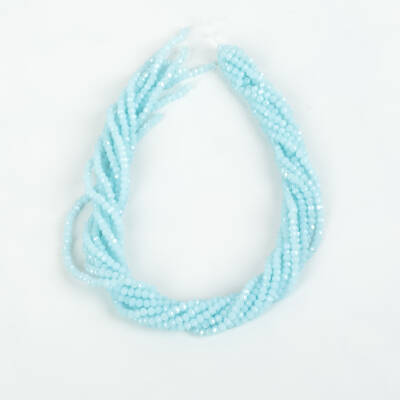 1 Dizi (130-135 Adet) - 3 mm Yassı Kristal Cam Boncuk Dizisi Mat Janjanlı Bebe Mavi Renk 1.Kalite - 4