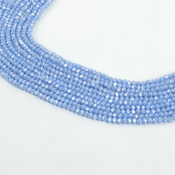 1 Dizi (130-135 Adet) - 3 mm Yassı Kristal Cam Boncuk Dizisi Mat Janjanlı Bulut Mavisi Renk 1.Kalite - 2