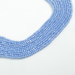 1 Dizi (130-135 Adet) - 3 mm Yassı Kristal Cam Boncuk Dizisi Mat Janjanlı Bulut Mavisi Renk 1.Kalite - 3