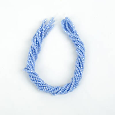 1 Dizi (130-135 Adet) - 3 mm Yassı Kristal Cam Boncuk Dizisi Mat Janjanlı Bulut Mavisi Renk 1.Kalite - 4