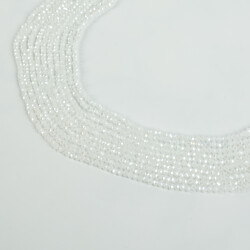 1 Dizi (130-135 Adet) - 3 mm Yassı Kristal Cam Boncuk Dizisi Mat Janjanlı Buz Beyaz Renk 1.Kalite - 2