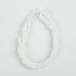 1 Dizi (130-135 Adet) - 3 mm Yassı Kristal Cam Boncuk Dizisi Mat Janjanlı Buz Beyaz Renk 1.Kalite - 4