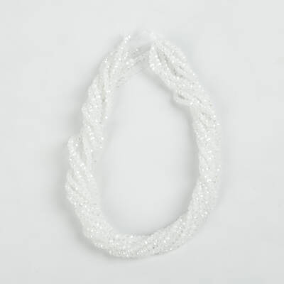 1 Dizi (130-135 Adet) - 3 mm Yassı Kristal Cam Boncuk Dizisi Mat Janjanlı Buz Beyaz Renk 1.Kalite - 4