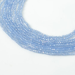 1 Dizi (130-135 Adet) - 3 mm Yassı Kristal Cam Boncuk Dizisi Mat Janjanlı Buzlu Mavi Renk 1.Kalite - 2
