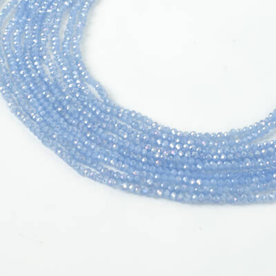 1 Dizi (130-135 Adet) - 3 mm Yassı Kristal Cam Boncuk Dizisi Mat Janjanlı Buzlu Mavi Renk 1.Kalite - 2