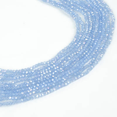 1 Dizi (130-135 Adet) - 3 mm Yassı Kristal Cam Boncuk Dizisi Mat Janjanlı Buzlu Mavi Renk 1.Kalite - 3