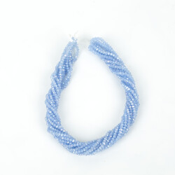 1 Dizi (130-135 Adet) - 3 mm Yassı Kristal Cam Boncuk Dizisi Mat Janjanlı Buzlu Mavi Renk 1.Kalite - 4