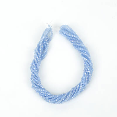 1 Dizi (130-135 Adet) - 3 mm Yassı Kristal Cam Boncuk Dizisi Mat Janjanlı Buzlu Mavi Renk 1.Kalite - 4