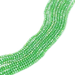 1 Dizi (130-135 Adet) - 3 mm Yassı Kristal Cam Boncuk Dizisi Mat Janjanlı Fıstık Yeşil Renk 1.Kalite - 2