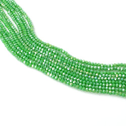 1 Dizi (130-135 Adet) - 3 mm Yassı Kristal Cam Boncuk Dizisi Mat Janjanlı Fıstık Yeşil Renk 1.Kalite - 3