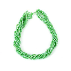 1 Dizi (130-135 Adet) - 3 mm Yassı Kristal Cam Boncuk Dizisi Mat Janjanlı Fıstık Yeşil Renk 1.Kalite - 4