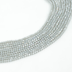 1 Dizi (130-135 Adet) - 3 mm Yassı Kristal Cam Boncuk Dizisi Mat Janjanlı Gri Renk 1.Kalite - 2