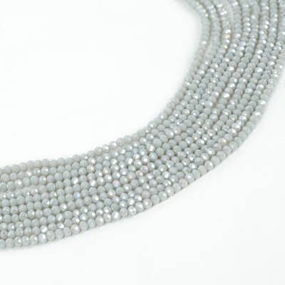 1 Dizi (130-135 Adet) - 3 mm Yassı Kristal Cam Boncuk Dizisi Mat Janjanlı Gri Renk 1.Kalite - 2