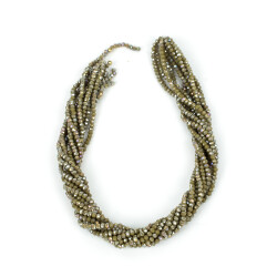 1 Dizi (130-135 Adet) - 3 mm Yassı Kristal Cam Boncuk Dizisi Mat Janjanlı Haki Yeşil Renk 1.Kalite - 4