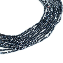 1 Dizi (130-135 Adet) - 3 mm Yassı Kristal Cam Boncuk Dizisi Mat Janjanlı Hematit Renk 1.Kalite - YF Hobi