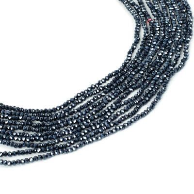 1 Dizi (130-135 Adet) - 3 mm Yassı Kristal Cam Boncuk Dizisi Mat Janjanlı Hematit Renk 1.Kalite - 1