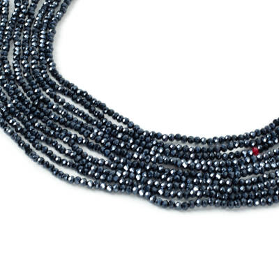 1 Dizi (130-135 Adet) - 3 mm Yassı Kristal Cam Boncuk Dizisi Mat Janjanlı Hematit Renk 1.Kalite - 2