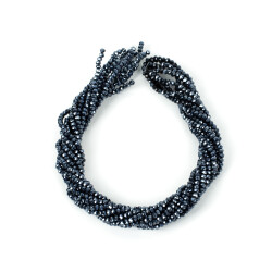 1 Dizi (130-135 Adet) - 3 mm Yassı Kristal Cam Boncuk Dizisi Mat Janjanlı Hematit Renk 1.Kalite - 3