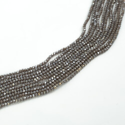 1 Dizi (130-135 Adet) - 3 mm Yassı Kristal Cam Boncuk Dizisi Mat Janjanlı Koyu Füme Renk 1.Kalite - YF Hobi