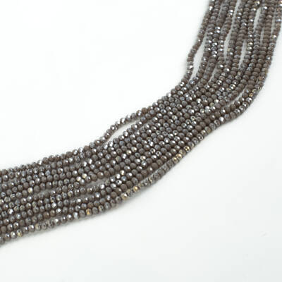 1 Dizi (130-135 Adet) - 3 mm Yassı Kristal Cam Boncuk Dizisi Mat Janjanlı Koyu Füme Renk 1.Kalite - 1