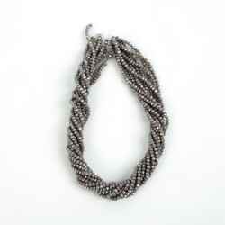 1 Dizi (130-135 Adet) - 3 mm Yassı Kristal Cam Boncuk Dizisi Mat Janjanlı Koyu Füme Renk 1.Kalite - 3