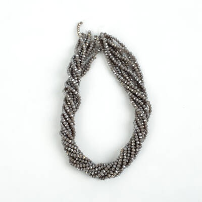 1 Dizi (130-135 Adet) - 3 mm Yassı Kristal Cam Boncuk Dizisi Mat Janjanlı Koyu Füme Renk 1.Kalite - 3