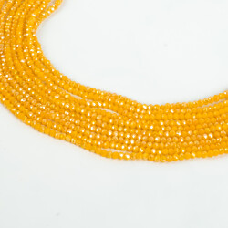 1 Dizi (130-135 Adet) - 3 mm Yassı Kristal Cam Boncuk Dizisi Mat Janjanlı Koyu Sarı Renk 1.Kalite - 2