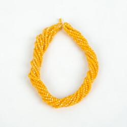 1 Dizi (130-135 Adet) - 3 mm Yassı Kristal Cam Boncuk Dizisi Mat Janjanlı Koyu Sarı Renk 1.Kalite - 4