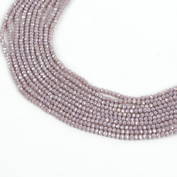 1 Dizi (130-135 Adet) - 3 mm Yassı Kristal Cam Boncuk Dizisi Mat Janjanlı Lila Renk 1.Kalite - YF Hobi