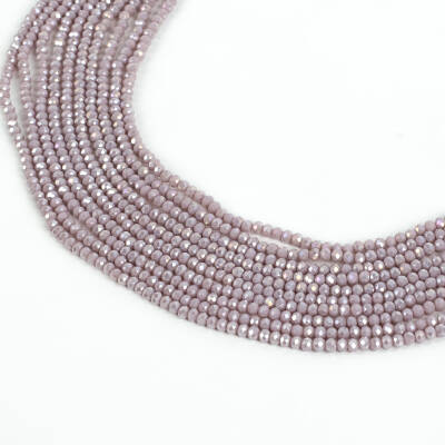 1 Dizi (130-135 Adet) - 3 mm Yassı Kristal Cam Boncuk Dizisi Mat Janjanlı Lila Renk 1.Kalite - 1