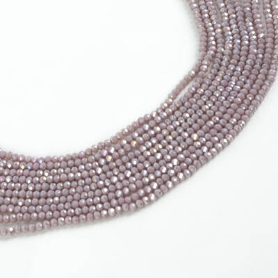 1 Dizi (130-135 Adet) - 3 mm Yassı Kristal Cam Boncuk Dizisi Mat Janjanlı Lila Renk 1.Kalite - 2