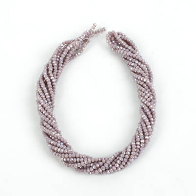 1 Dizi (130-135 Adet) - 3 mm Yassı Kristal Cam Boncuk Dizisi Mat Janjanlı Lila Renk 1.Kalite - 4