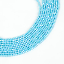 1 Dizi (130-135 Adet) - 3 mm Yassı Kristal Cam Boncuk Dizisi Mat Janjanlı Mavi Renk 1.Kalite - 2