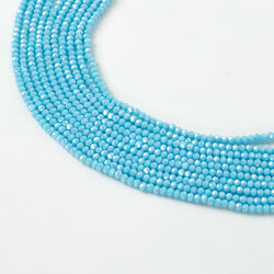 1 Dizi (130-135 Adet) - 3 mm Yassı Kristal Cam Boncuk Dizisi Mat Janjanlı Mavi Renk 1.Kalite - 3