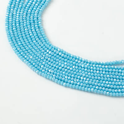 1 Dizi (130-135 Adet) - 3 mm Yassı Kristal Cam Boncuk Dizisi Mat Janjanlı Mavi Renk 1.Kalite - 3