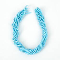 1 Dizi (130-135 Adet) - 3 mm Yassı Kristal Cam Boncuk Dizisi Mat Janjanlı Mavi Renk 1.Kalite - 4