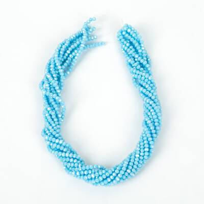 1 Dizi (130-135 Adet) - 3 mm Yassı Kristal Cam Boncuk Dizisi Mat Janjanlı Mavi Renk 1.Kalite - 4