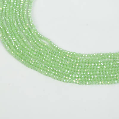 1 Dizi (130-135 Adet) - 3 mm Yassı Kristal Cam Boncuk Dizisi Mat Janjanlı Mint Yeşil Renk 1.Kalite - 2