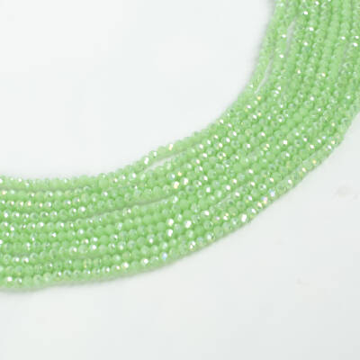 1 Dizi (130-135 Adet) - 3 mm Yassı Kristal Cam Boncuk Dizisi Mat Janjanlı Mint Yeşil Renk 1.Kalite - 3