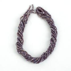 1 Dizi (130-135 Adet) - 3 mm Yassı Kristal Cam Boncuk Dizisi Mat Janjanlı Mürdüm Renk 1.Kalite - 4