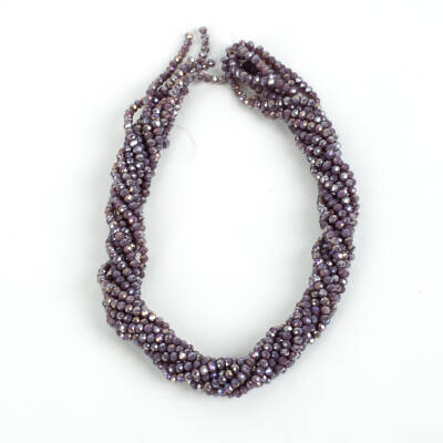 1 Dizi (130-135 Adet) - 3 mm Yassı Kristal Cam Boncuk Dizisi Mat Janjanlı Mürdüm Renk 1.Kalite - 4