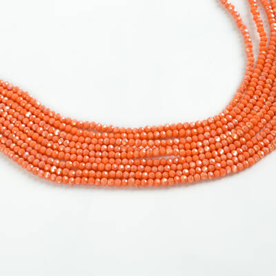 1 Dizi (130-135 Adet) - 3 mm Yassı Kristal Cam Boncuk Dizisi Mat Janjanlı Narçiçeği Renk 1.Kalite - 1