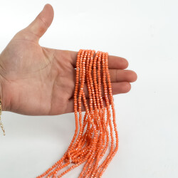 1 Dizi (130-135 Adet) - 3 mm Yassı Kristal Cam Boncuk Dizisi Mat Janjanlı Narçiçeği Renk 1.Kalite - 3