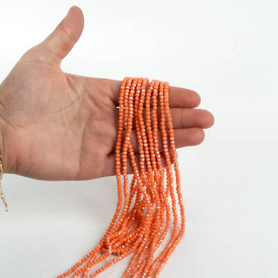 1 Dizi (130-135 Adet) - 3 mm Yassı Kristal Cam Boncuk Dizisi Mat Janjanlı Narçiçeği Renk 1.Kalite - 3